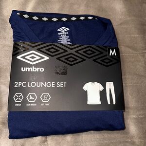 umbro M & XL Navy Royal Blue Short Sleeve V-Neck Pajama Lounge Set